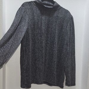 Grace Black and Silver Ribbed Knit Top